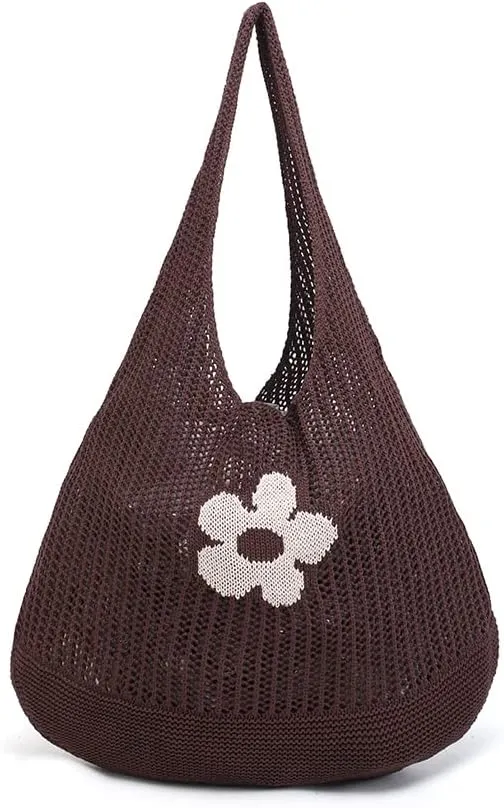 ENBEI Beach Bag Crochet Tote bag for Women,Aesthetic Boho Large Bag,Foldable&Lightweight,Shopping,Beach,Travel,Daily Use