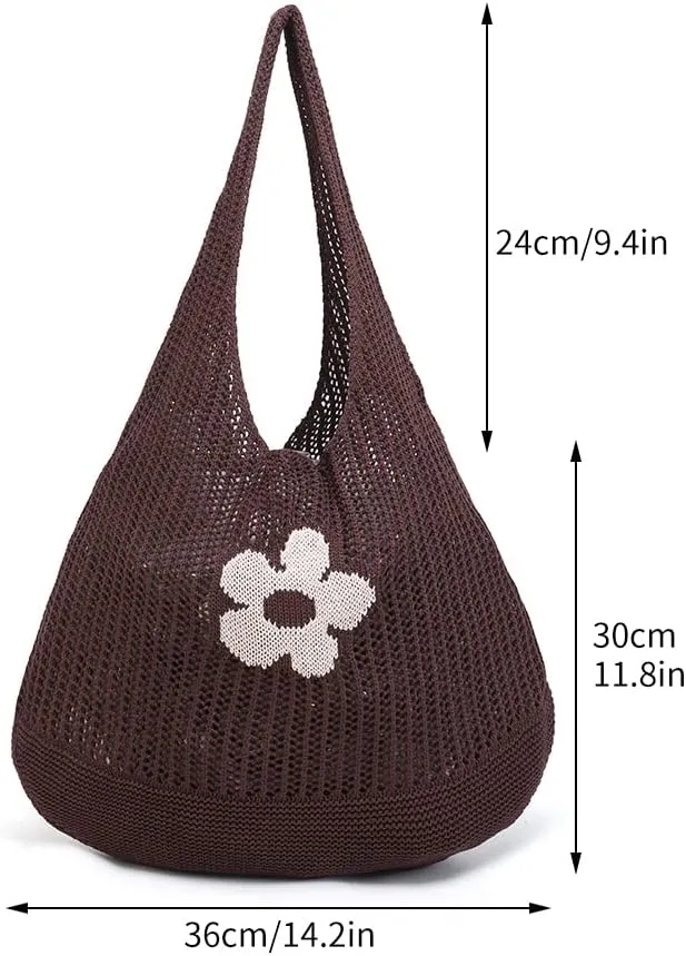 ENBEI Beach Bag Crochet Tote bag for Women,Aesthetic Boho Large Bag,Foldable&Lightweight,Shopping,Beach,Travel,Daily Use