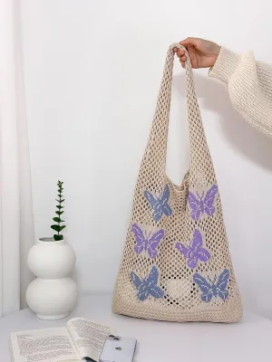 ENBEI Beach Bag Crochet Tote bag for Women,Aesthetic Boho Large Bag,Foldable&Lightweight,Shopping,Beach,Travel,Daily Use