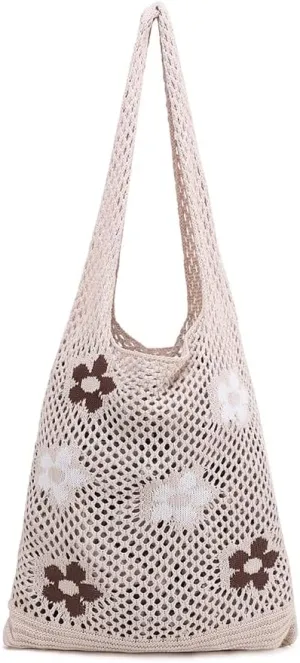ENBEI Beach Bag Crochet Tote bag for Women,Aesthetic Boho Large Bag,Foldable&Lightweight,Shopping,Beach,Travel,Daily Use