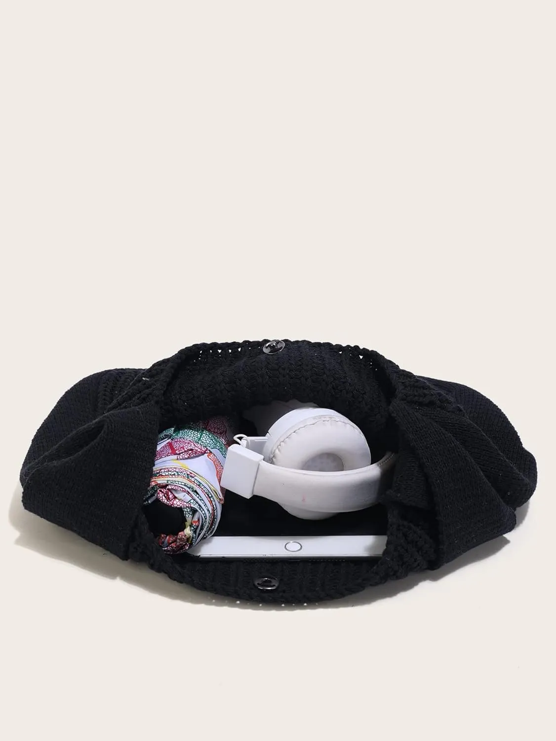 ENBEI Women's Crochet Tote Bag Knit Shoulder bag,Aesthetic Bag,Cute Eco-Friendly Tote for Travel,Daily Use,Gift Box Packaging