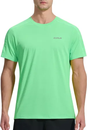EZRUN Men's Lightweight Short Sleeve T-Shirt Quick Dry Workout Running Athletic Swim Shirts Fishing Rash Guard