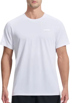 EZRUN Men's Lightweight Short Sleeve T-Shirt Quick Dry Workout Running Athletic Swim Shirts Fishing Rash Guard