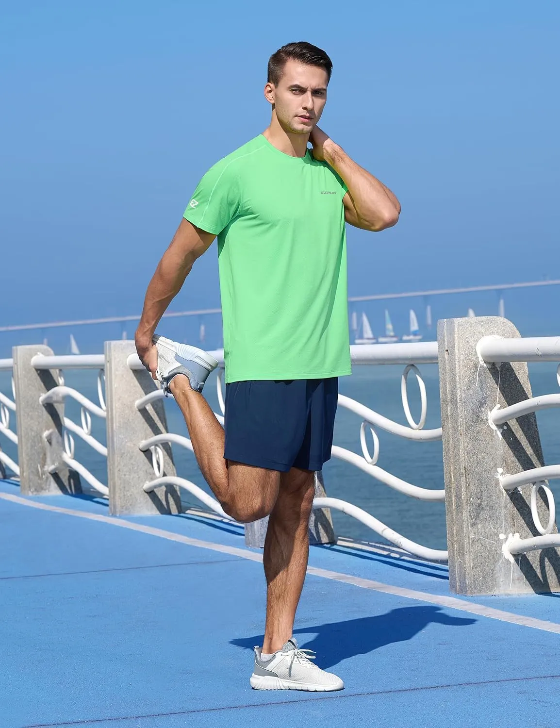 EZRUN Men's Lightweight Short Sleeve T-Shirt Quick Dry Workout Running Athletic Swim Shirts Fishing Rash Guard