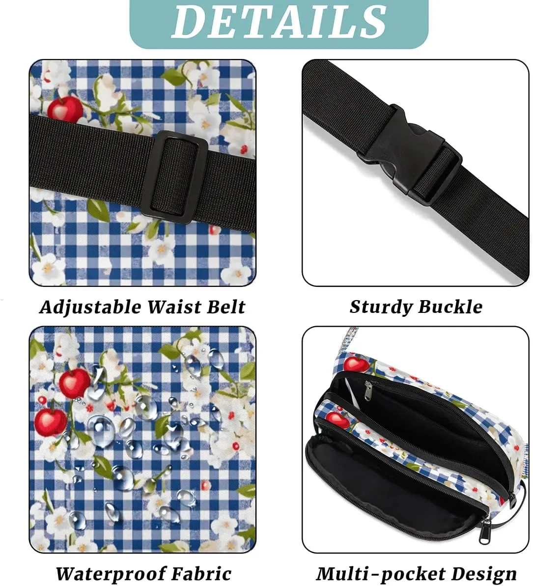 Farmhouse Cherry Crossbody Bags for Women Trendy Waterproof Fanny Pack with Adjustable Strap Fanny Pack for Travel Shopping Running and Daily Use