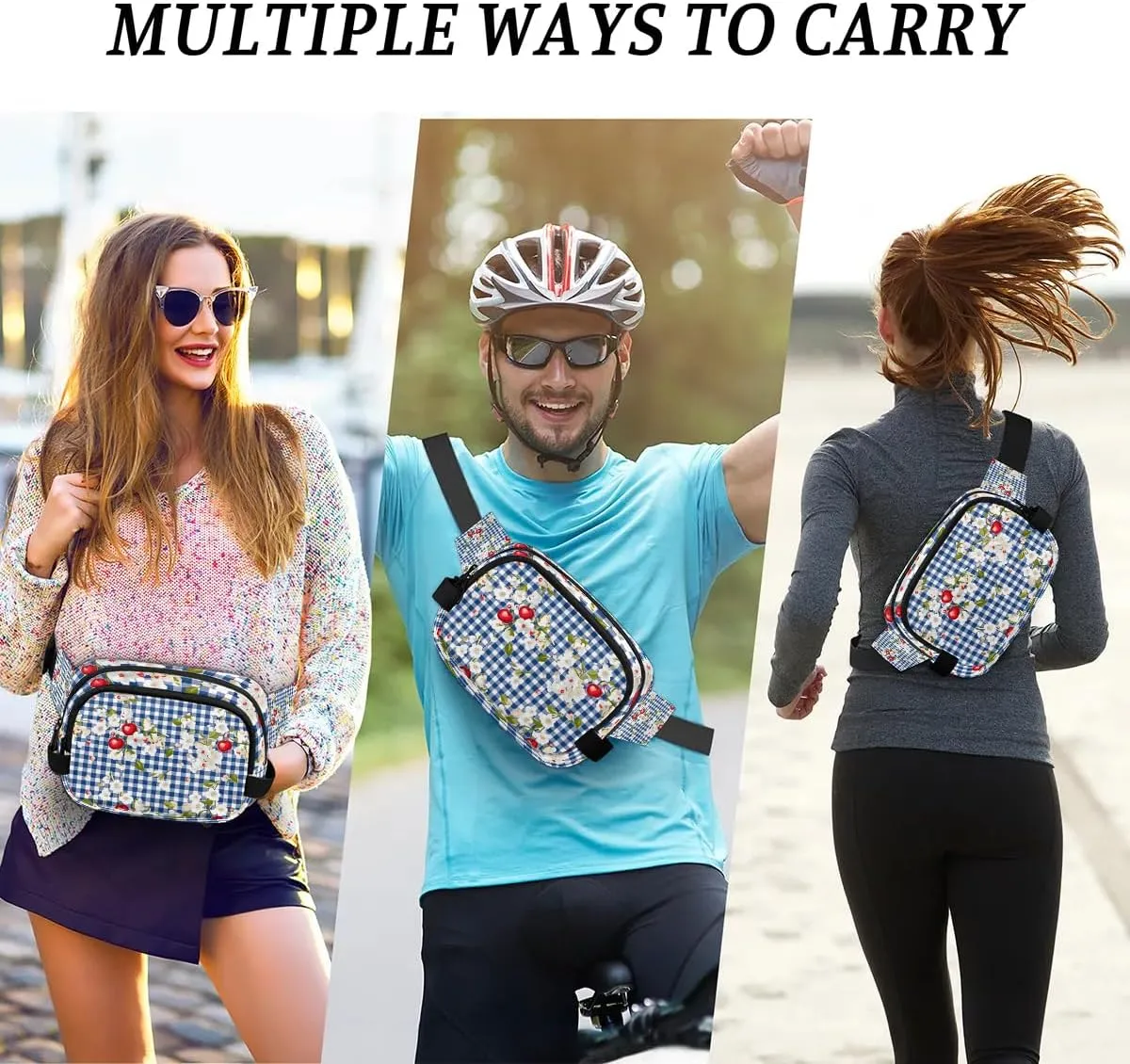 Farmhouse Cherry Crossbody Bags for Women Trendy Waterproof Fanny Pack with Adjustable Strap Fanny Pack for Travel Shopping Running and Daily Use