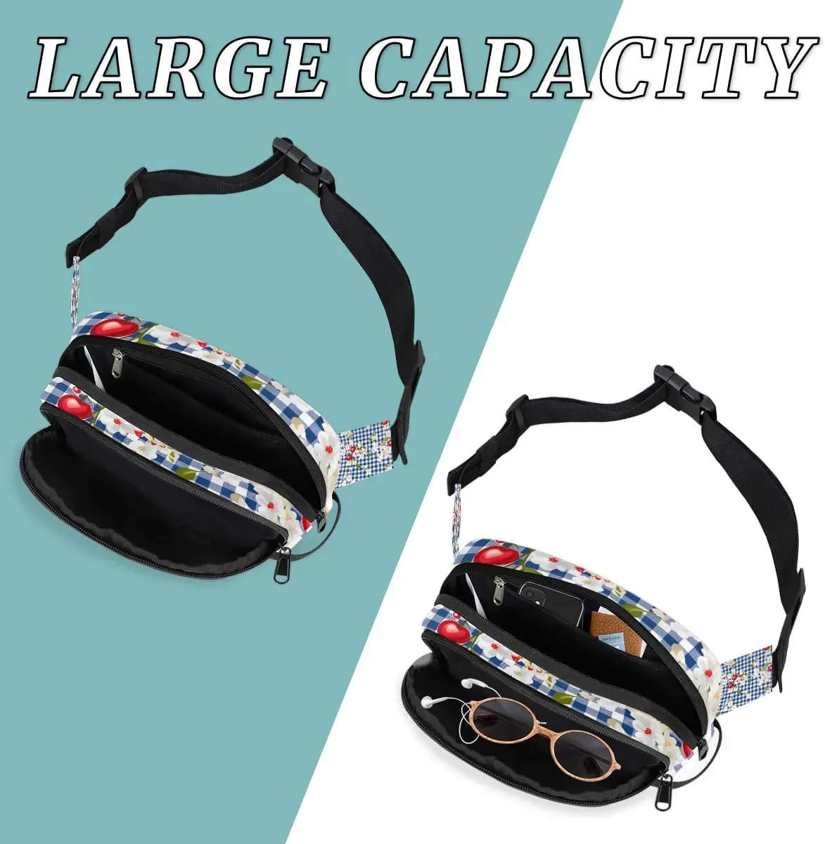 Farmhouse Cherry Crossbody Bags for Women Trendy Waterproof Fanny Pack with Adjustable Strap Fanny Pack for Travel Shopping Running and Daily Use