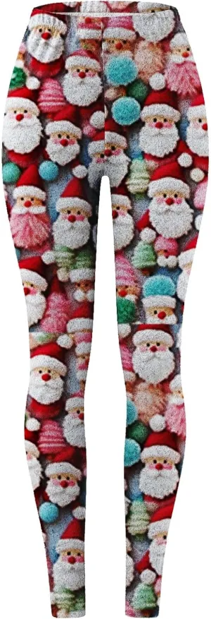 Fashion Xmas Graphic Print Leggings Fleece Lined Leggings for Women Thermal Pants High Waist Stretchy Warm