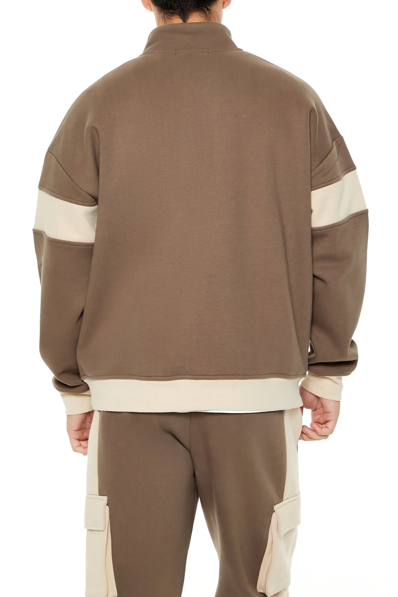 Fleece Colourblock Mock Neck Half-Zip Sweatshirt