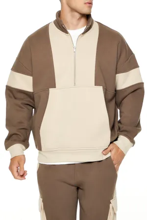 Fleece Colourblock Mock Neck Half-Zip Sweatshirt