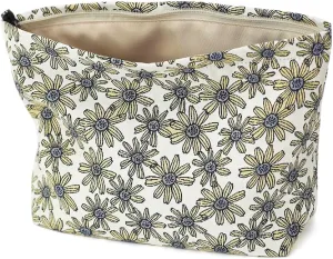 Floral Jacquard Makeup Bag - Large Capacity Cosmetic Pouch for Travel, Toiletry Organizer with Zipper, Perfect for Daily Use and Gifts