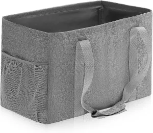 Foldable Grocery Bag Large Capacity Reusable Tote with Reinforced Handles for Travel Picnic and Daily Use Grey