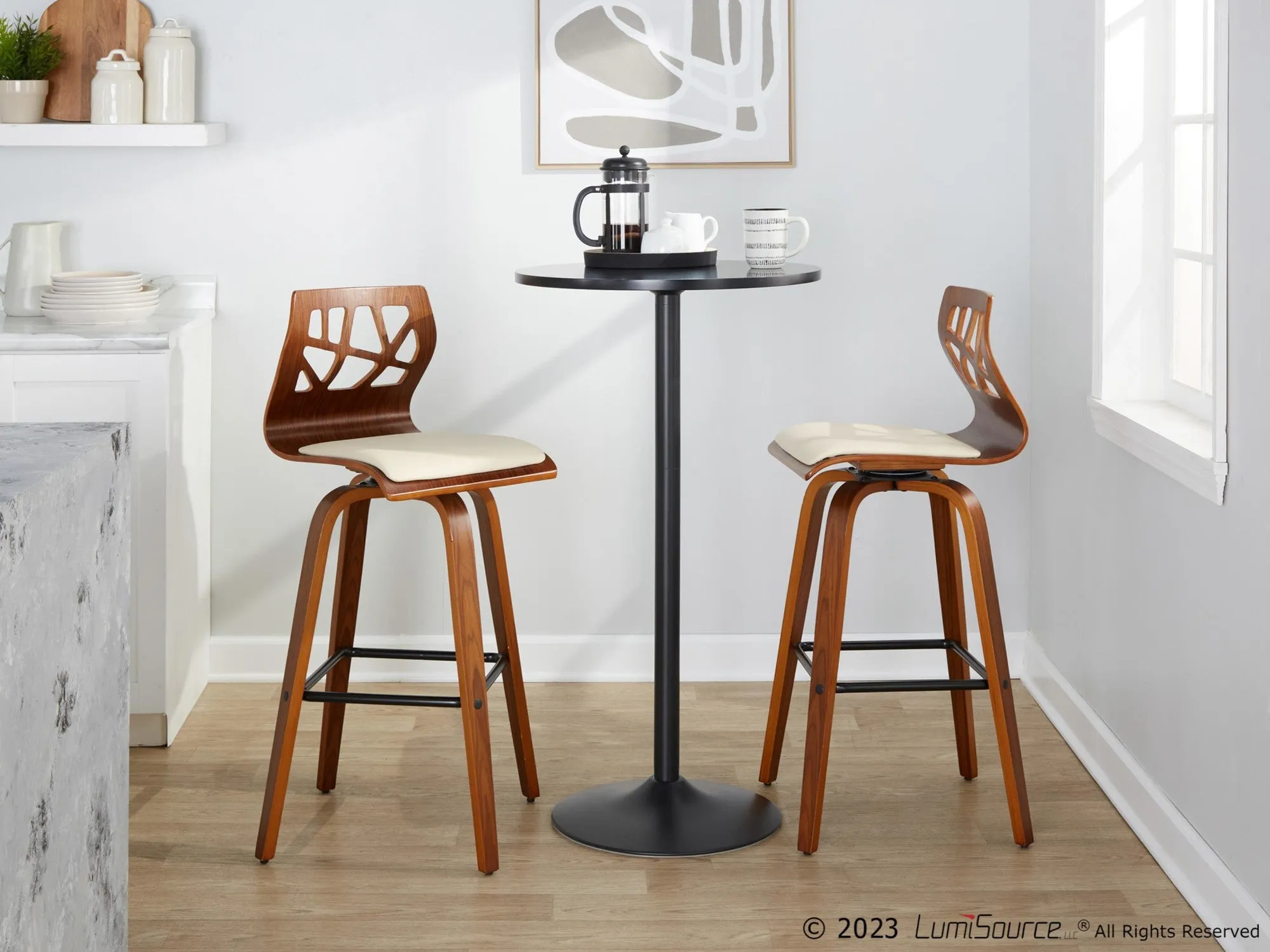 Folia 30" Fixed-Height Barstool - Set of 2 By LumiSource - B30-FOLIAPU-GRTZX2 NANACR2