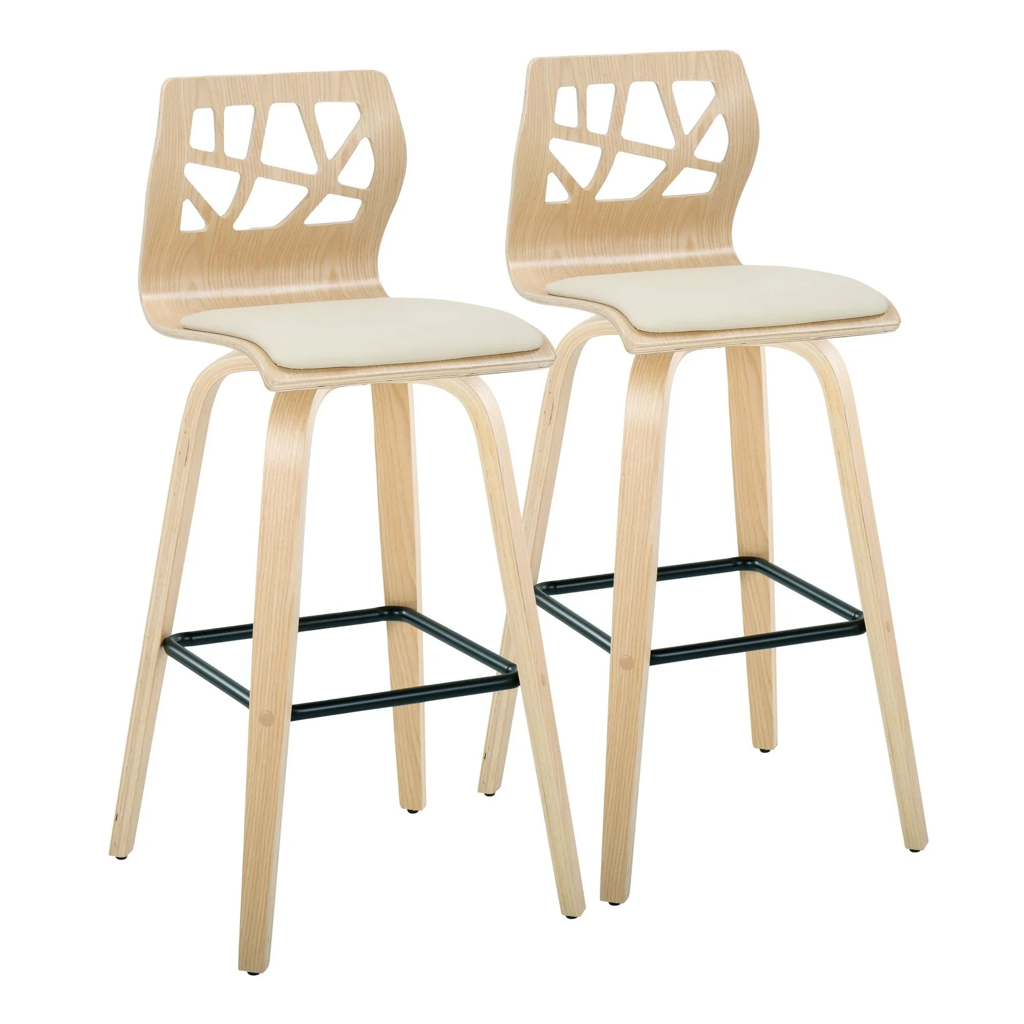 Folia 30" Fixed-Height Barstool - Set of 2 By LumiSource - B30-FOLIAPU-GRTZX2 NANACR2