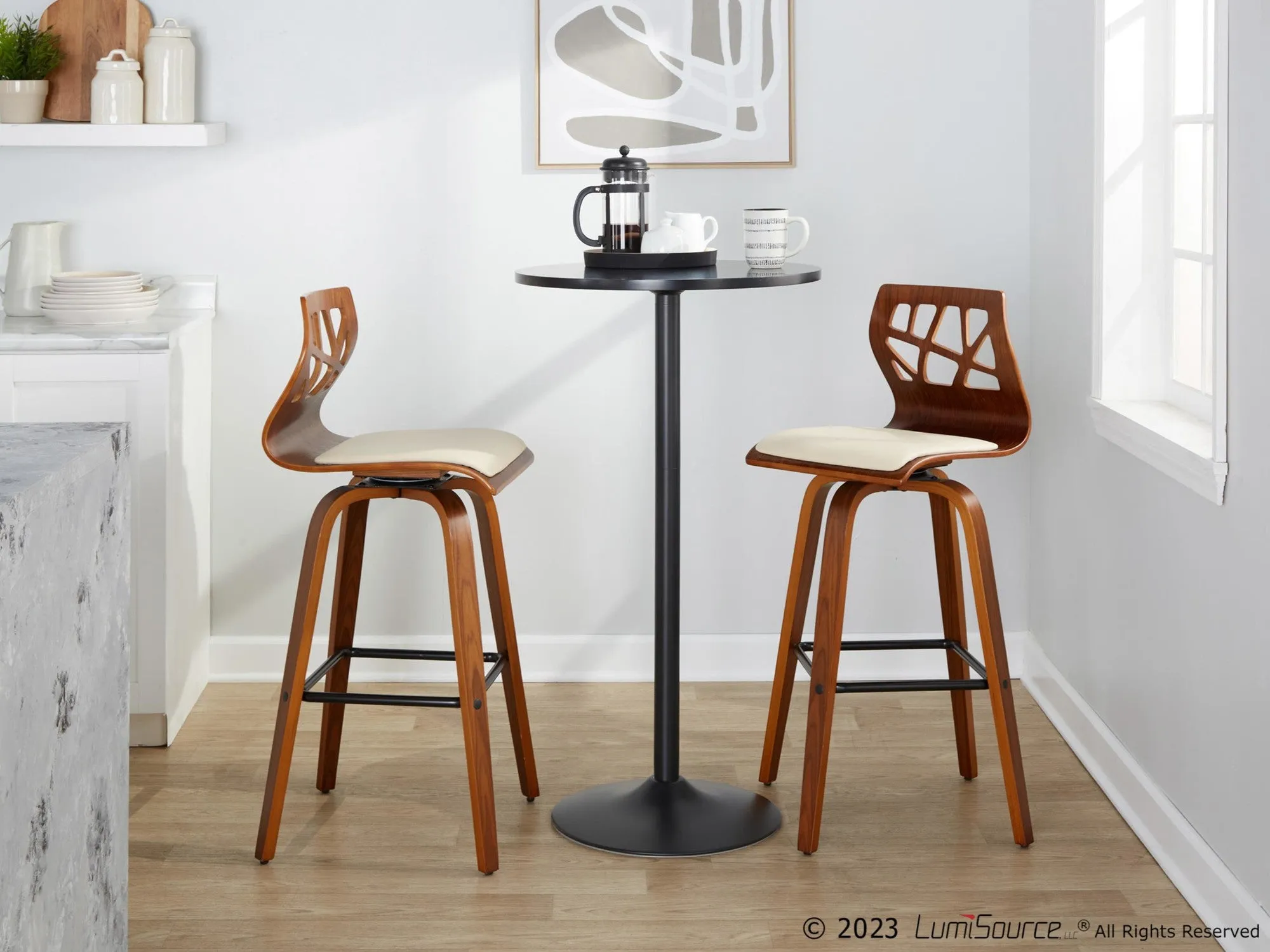 Folia 30" Fixed-Height Barstool - Set of 2 By LumiSource - B30-FOLIAPU-GRTZX2 NANACR2
