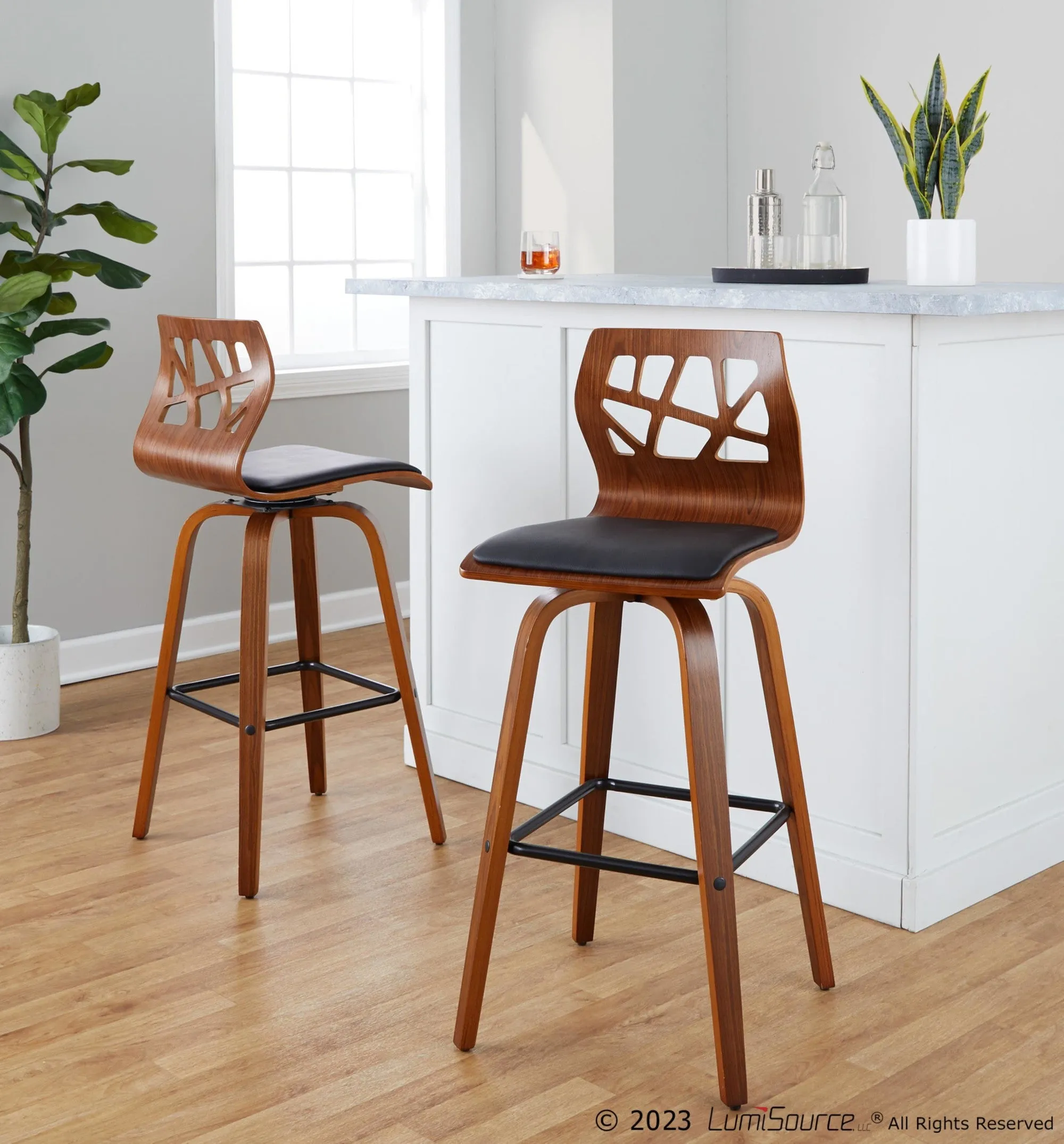 Folia 30" Fixed-Height Barstool - Set of 2 By LumiSource - B30-FOLIAPU-GRTZX2 NANACR2