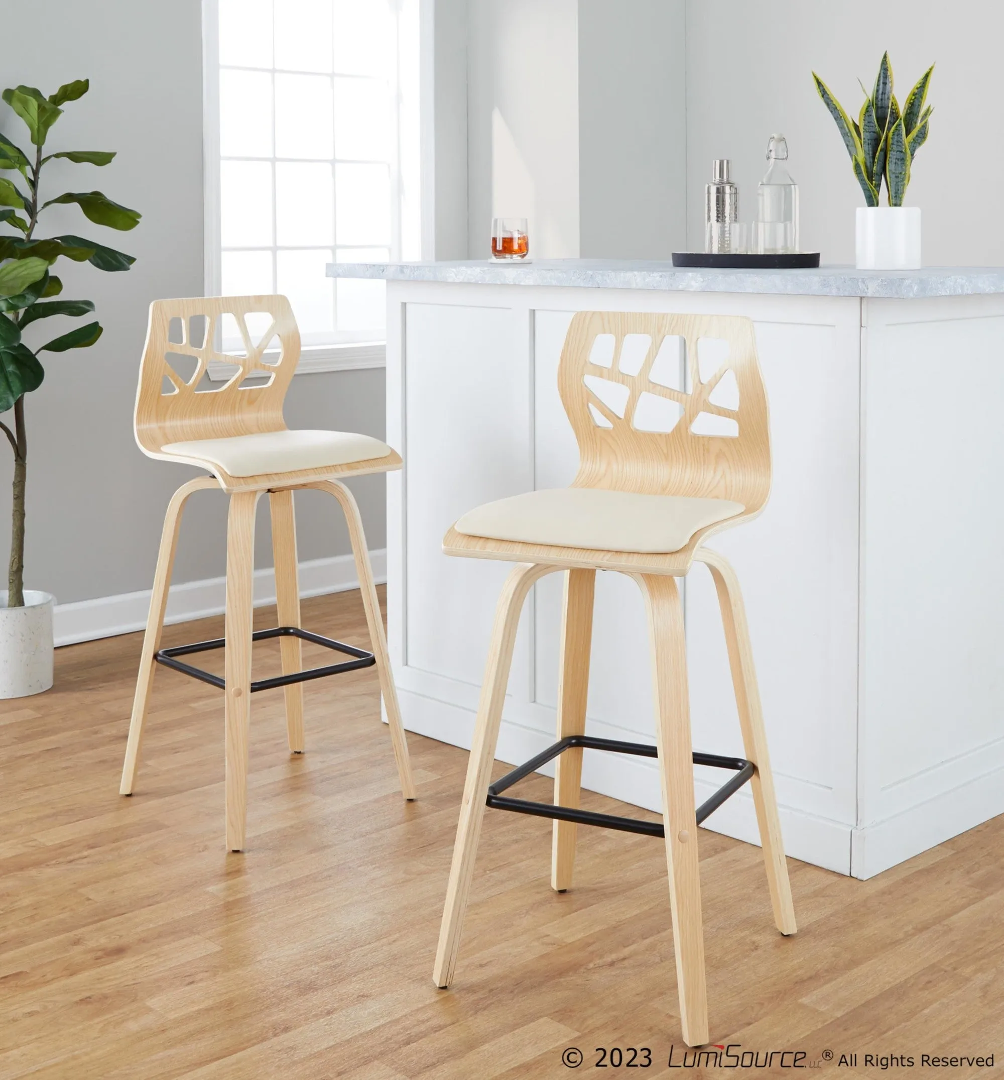 Folia 30" Fixed-Height Barstool - Set of 2 By LumiSource - B30-FOLIAPU-GRTZX2 NANACR2