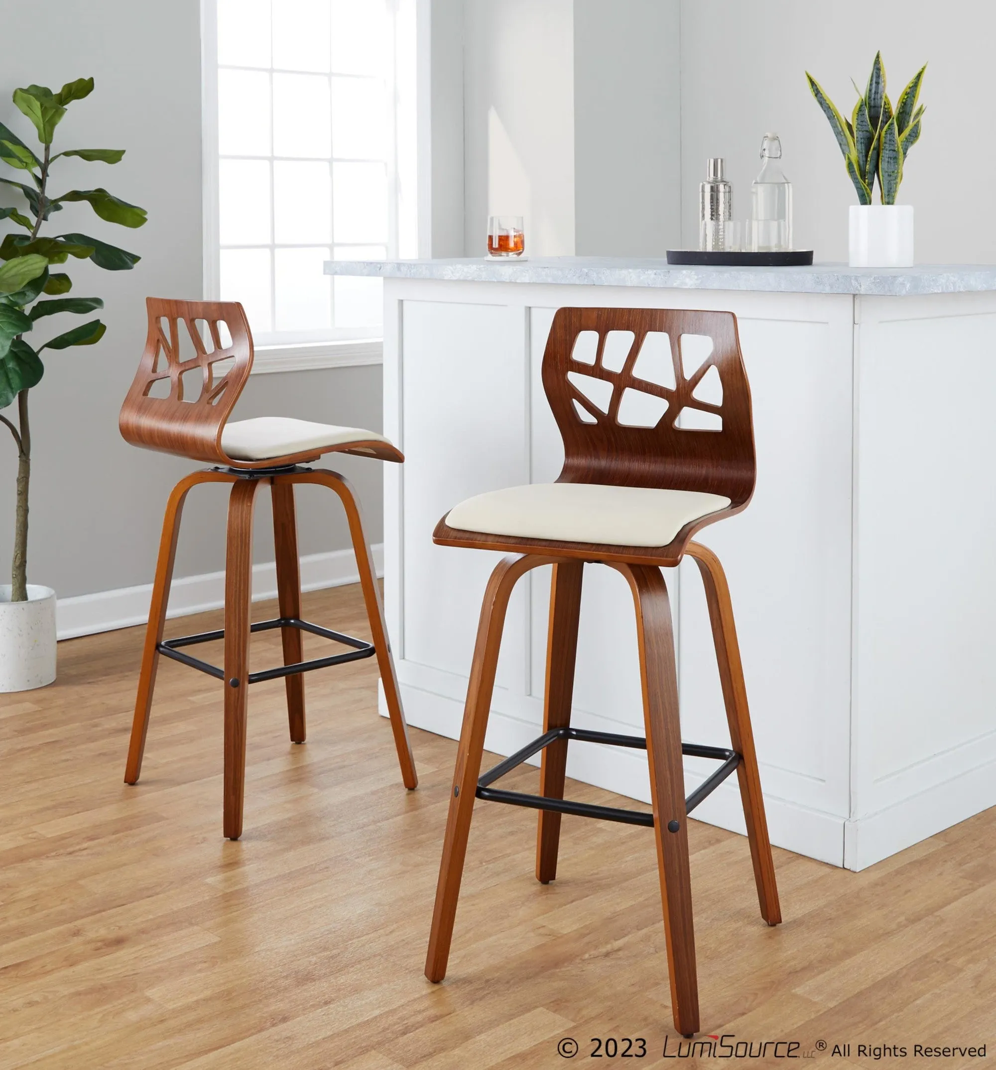 Folia 30" Fixed-Height Barstool - Set of 2 By LumiSource - B30-FOLIAPU-GRTZX2 NANACR2