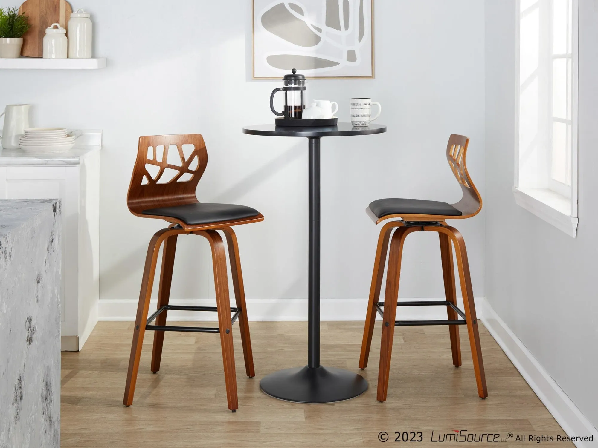 Folia 30" Fixed-Height Barstool - Set of 2 By LumiSource - B30-FOLIAPU-GRTZX2 NANACR2