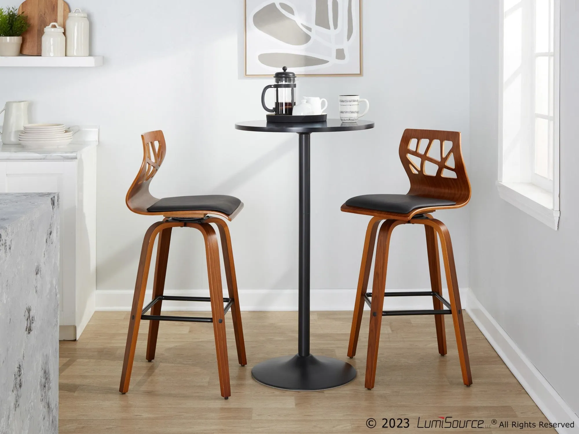 Folia 30" Fixed-Height Barstool - Set of 2 By LumiSource - B30-FOLIAPU-GRTZX2 NANACR2