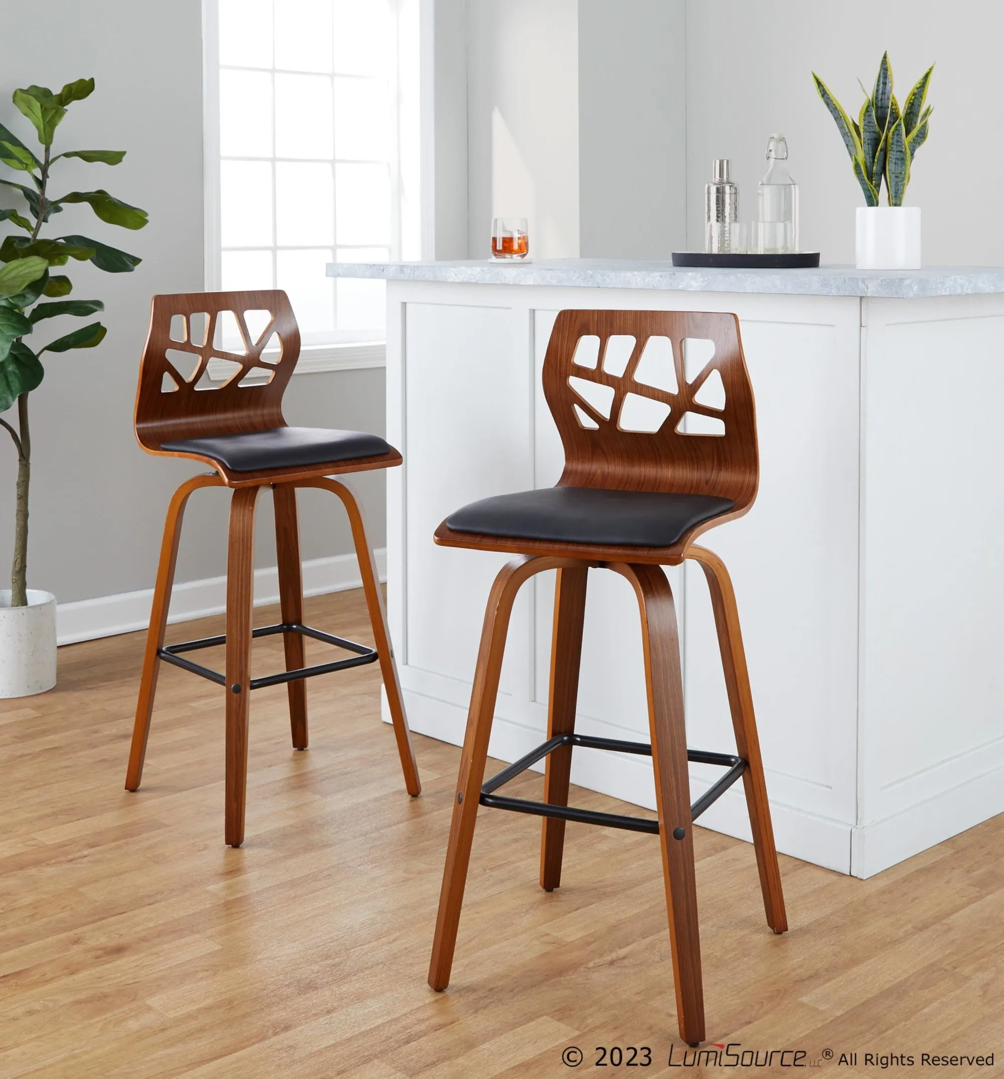 Folia 30" Fixed-Height Barstool - Set of 2 By LumiSource - B30-FOLIAPU-GRTZX2 NANACR2