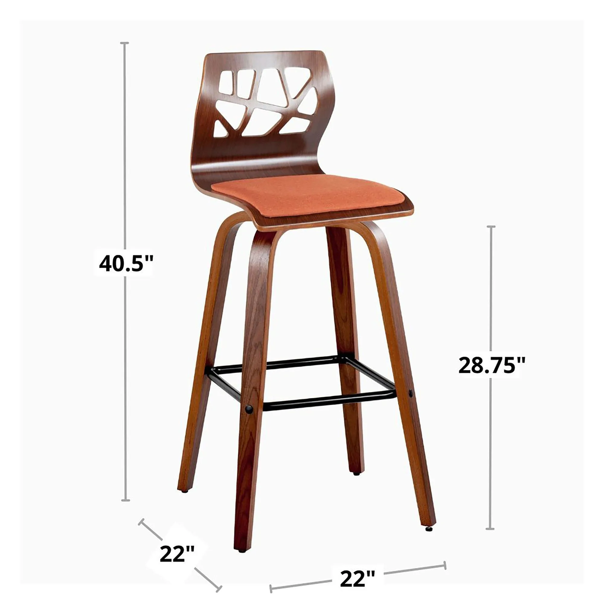 Folia 30" Fixed-Height Barstool - Set of 2 By LumiSource - B30-FOLIAPU-GRTZX2 NANACR2
