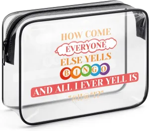Funny Bingo Lover Game Gift Makeup Bag for Women Bingo Gambler Gifts Bingo Money Cosmetic Bag Casino Gambling Bingo Gifts Birthday Gift for Friends Bingo Player Lucky Bingo Gifts Clear Toiletry Bag