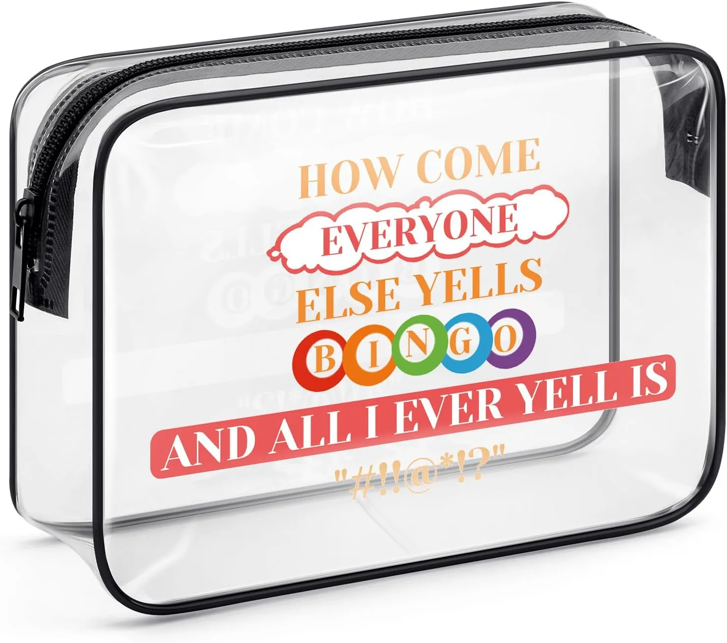 Funny Bingo Lover Game Gift Makeup Bag for Women Bingo Gambler Gifts Bingo Money Cosmetic Bag Casino Gambling Bingo Gifts Birthday Gift for Friends Bingo Player Lucky Bingo Gifts Clear Toiletry Bag