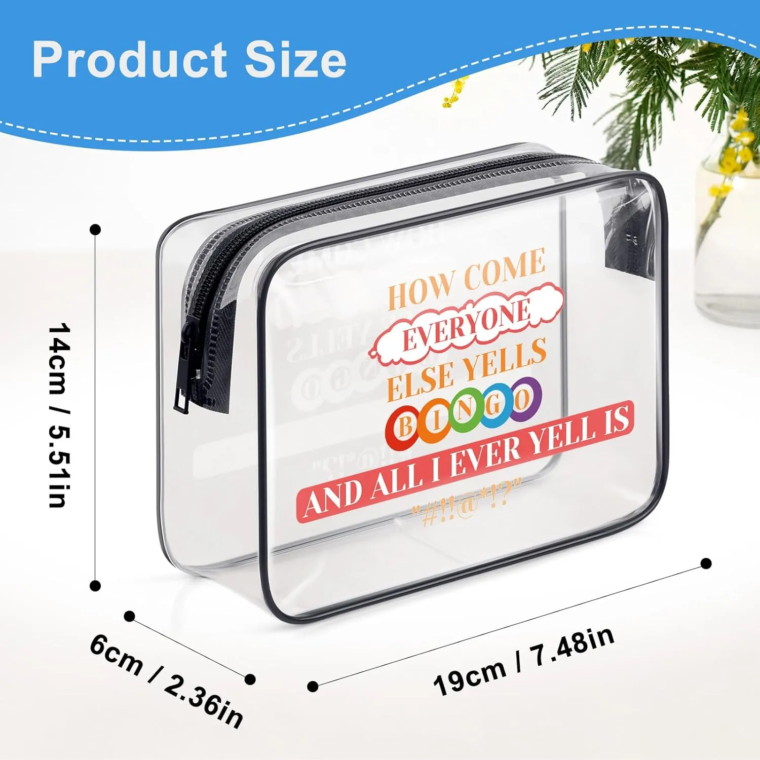 Funny Bingo Lover Game Gift Makeup Bag for Women Bingo Gambler Gifts Bingo Money Cosmetic Bag Casino Gambling Bingo Gifts Birthday Gift for Friends Bingo Player Lucky Bingo Gifts Clear Toiletry Bag