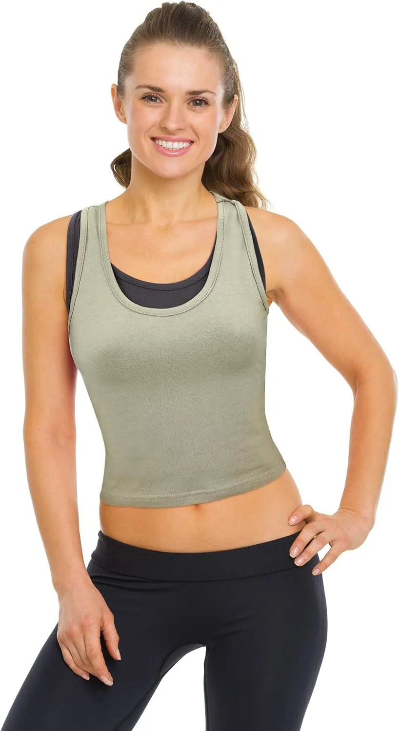 Geyoga 8 Pcs Women Basic Crop Tank Tops Sleeveless Racerback Crop Cotton Top