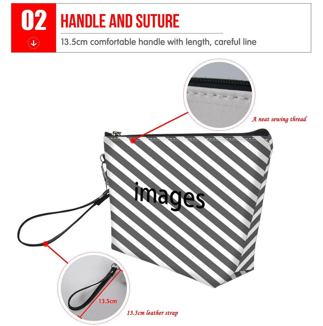 GIFTPUZZ Blue Mushroom Makeup Bag Clutch for Women Wristlet Hand Bag Purse Small Travel Brush Pouch Daily Use Gift for Women