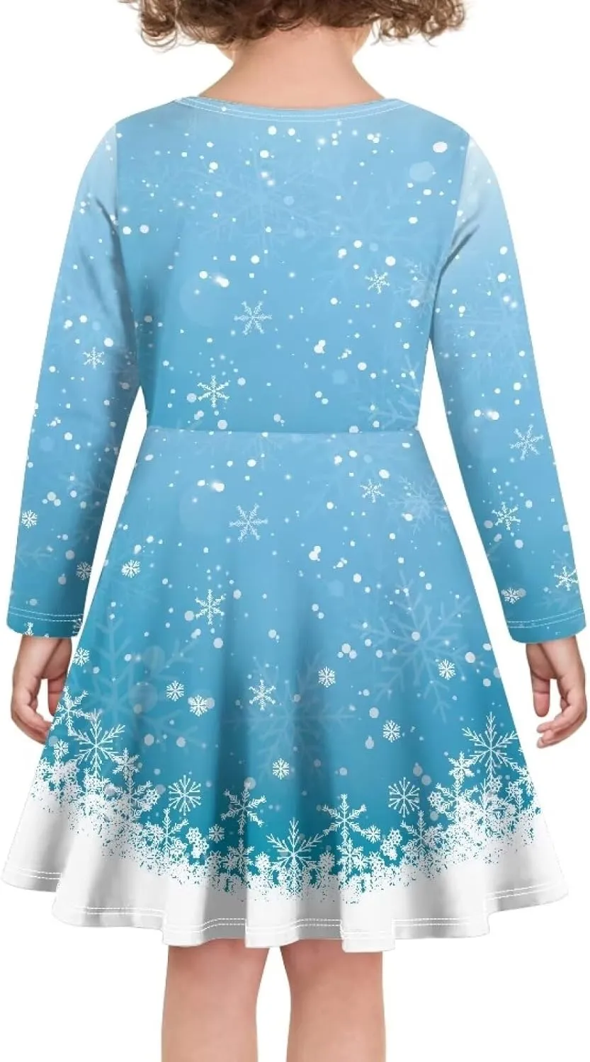 Girl Clothes Novelty Skater Dress for Kids 3-16 Years Toddler Girl Long Sleeve Dress Little Girls Fall Dresses