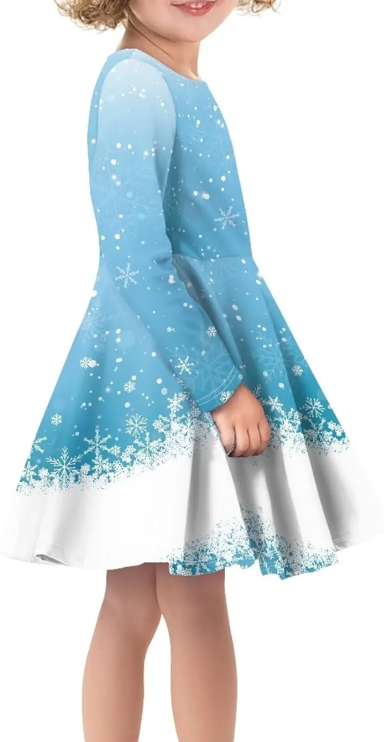 Girl Clothes Novelty Skater Dress for Kids 3-16 Years Toddler Girl Long Sleeve Dress Little Girls Fall Dresses
