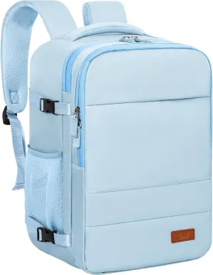 GMAK Travel Backpack for Men Women, Carry on Backpack with USB Charging Port, 15.6 inch Laptop Backpack Lightweight Cabin Bag Casual Daypack 30L Luggage Bags for College, Business, Travel, Light Blue