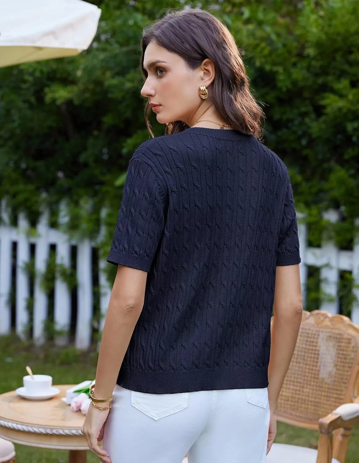 GRACE KARIN Women's Short Sleeve Button Up Summer Cardigan Sweater Y2K Cardigan Jacket (Runs Big, Suggest Size Down)