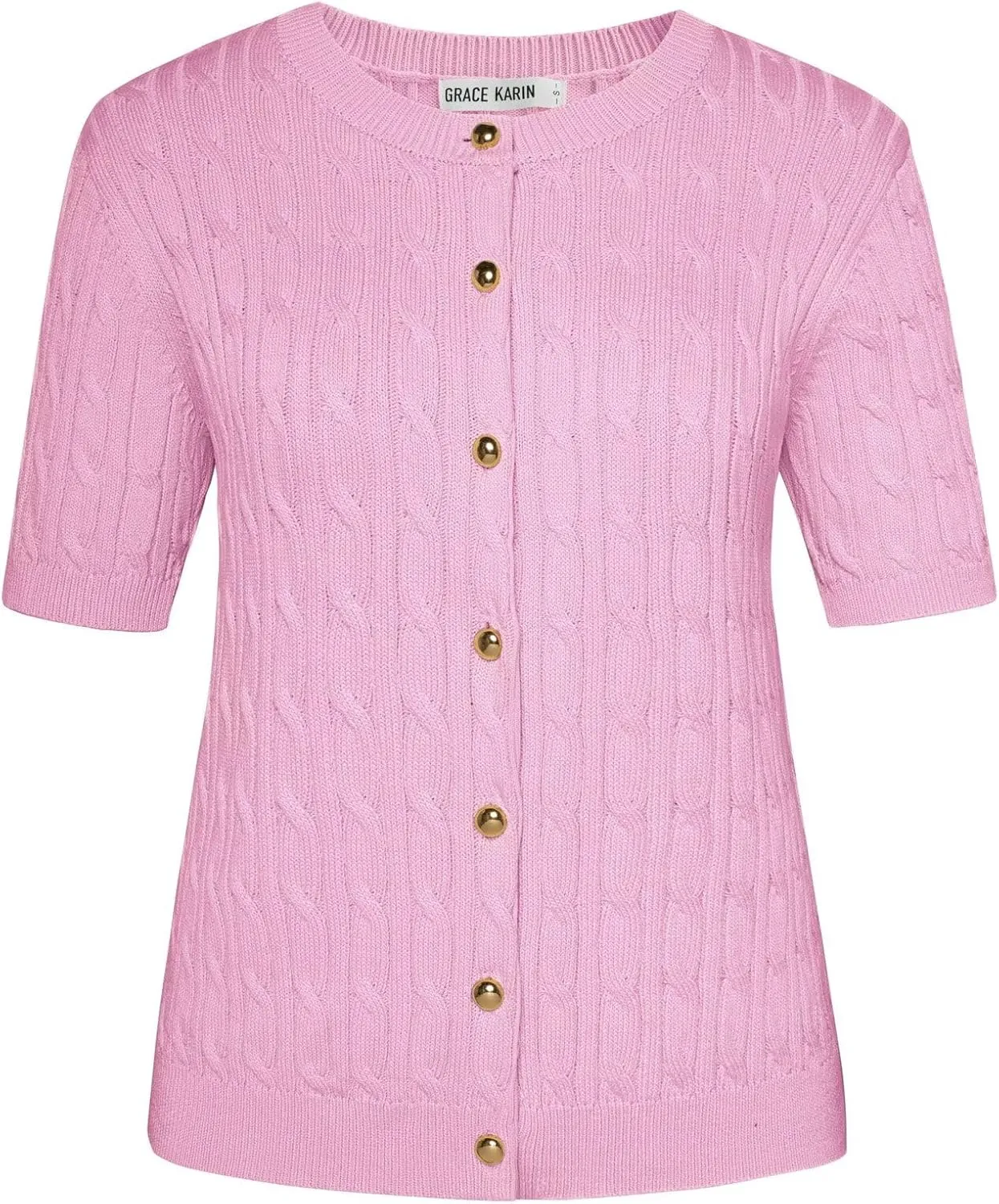 GRACE KARIN Women's Short Sleeve Button Up Summer Cardigan Sweater Y2K Cardigan Jacket (Runs Big, Suggest Size Down)