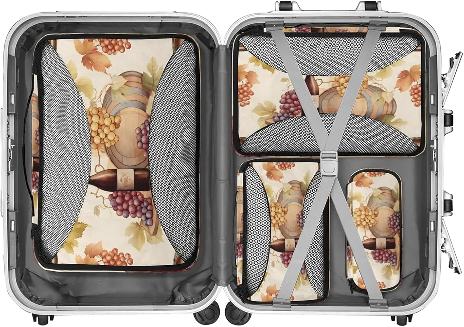 Grape Wine Printed 4 Pack Packing Cubes for Travel Lightweight Luggage Organizer Bag for Men Women Suitcase Packing Bags Set for Travel Essentials
