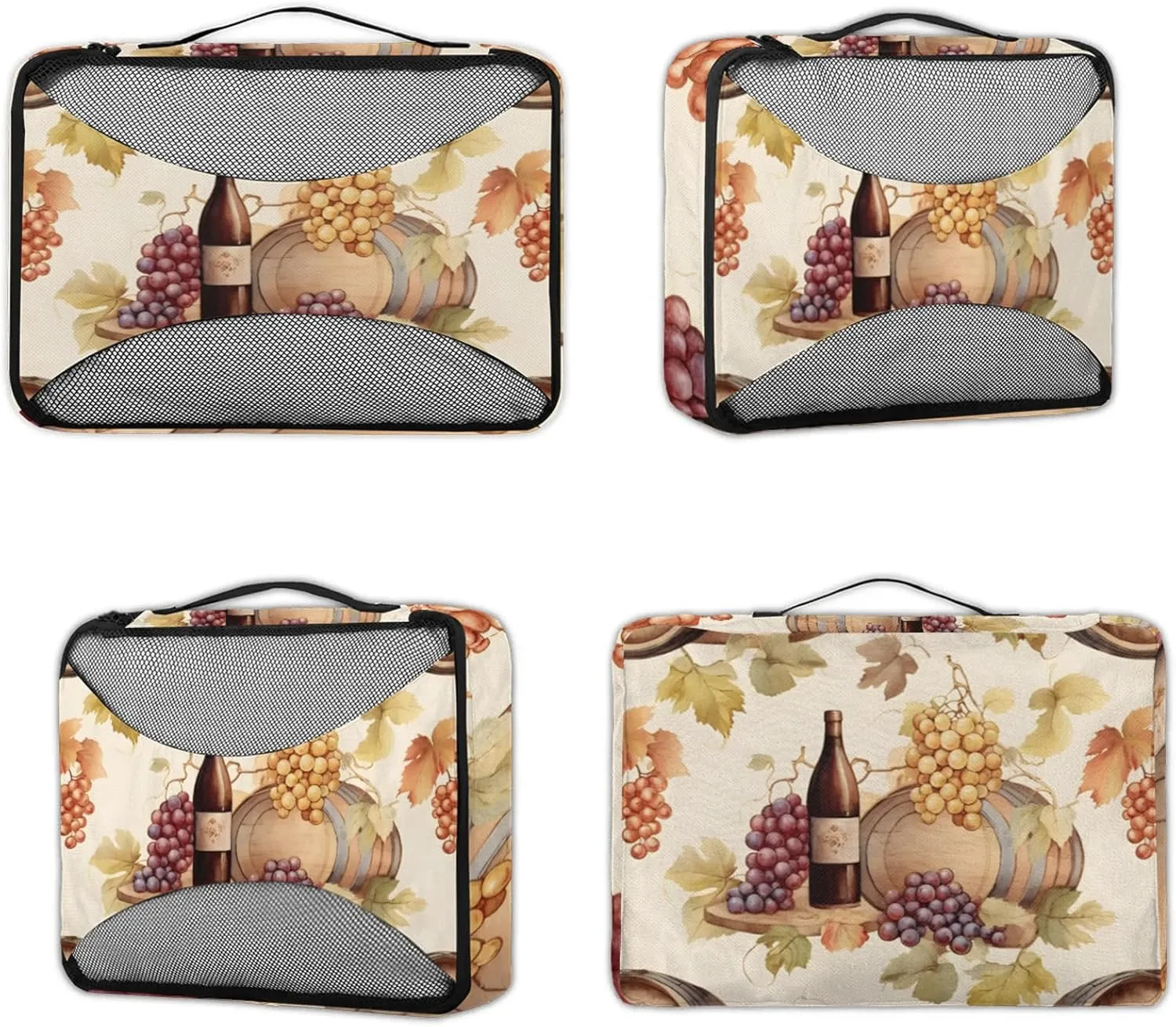 Grape Wine Printed 4 Pack Packing Cubes for Travel Lightweight Luggage Organizer Bag for Men Women Suitcase Packing Bags Set for Travel Essentials
