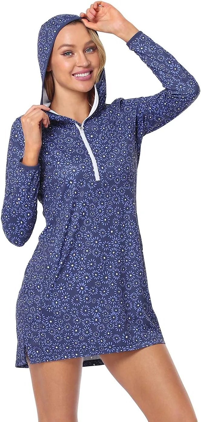 HDE Beach Coverups for Women UPF 50 Long Sleeve Swim Cover Up Dress with Hood