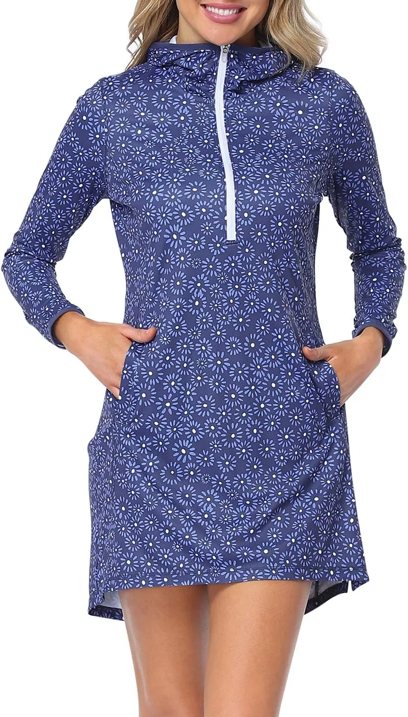 HDE Beach Coverups for Women UPF 50 Long Sleeve Swim Cover Up Dress with Hood