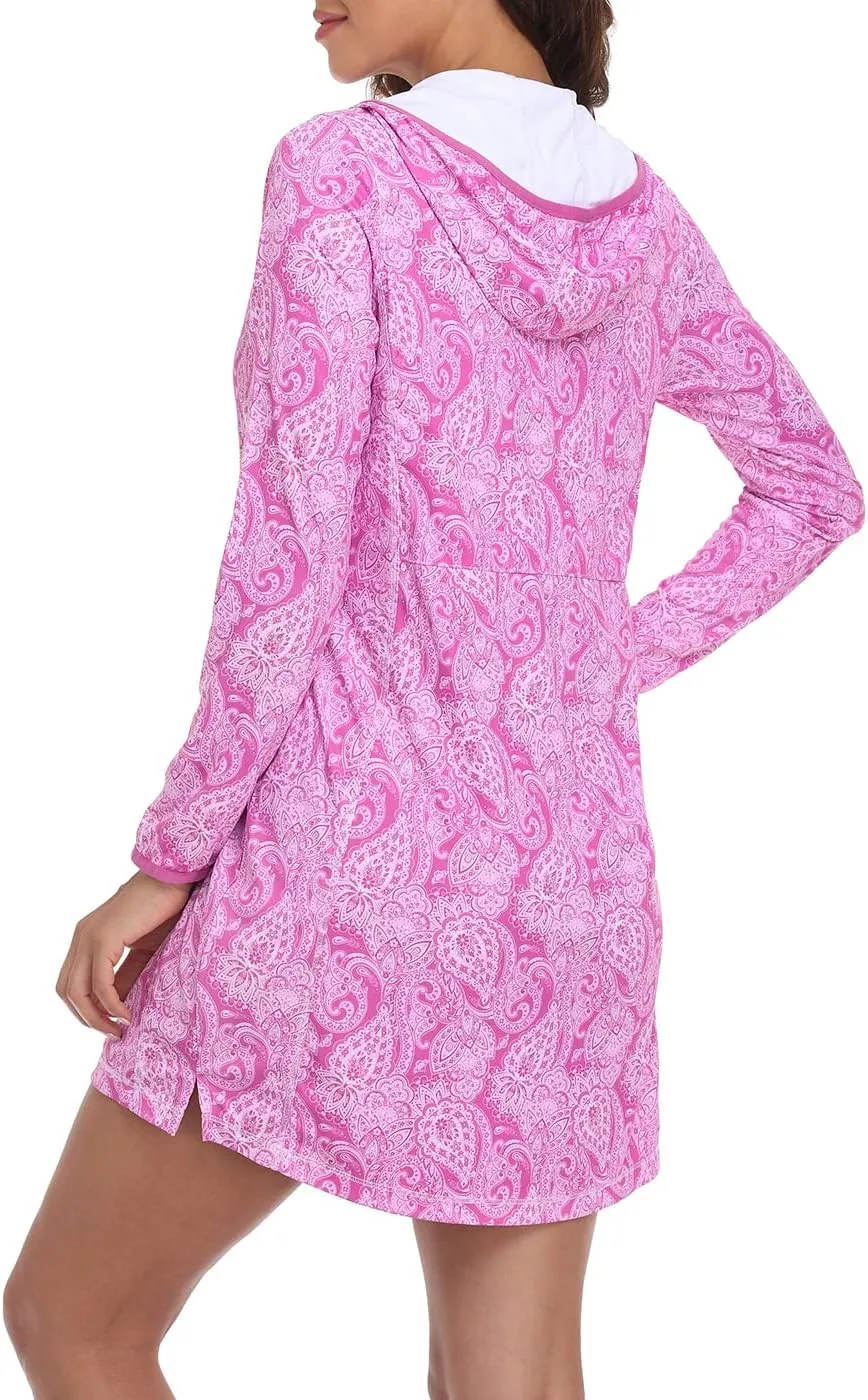 HDE Beach Coverups for Women UPF 50 Long Sleeve Swim Cover Up Dress with Hood