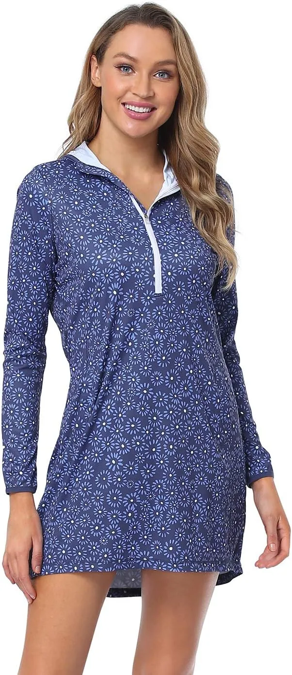 HDE Beach Coverups for Women UPF 50 Long Sleeve Swim Cover Up Dress with Hood