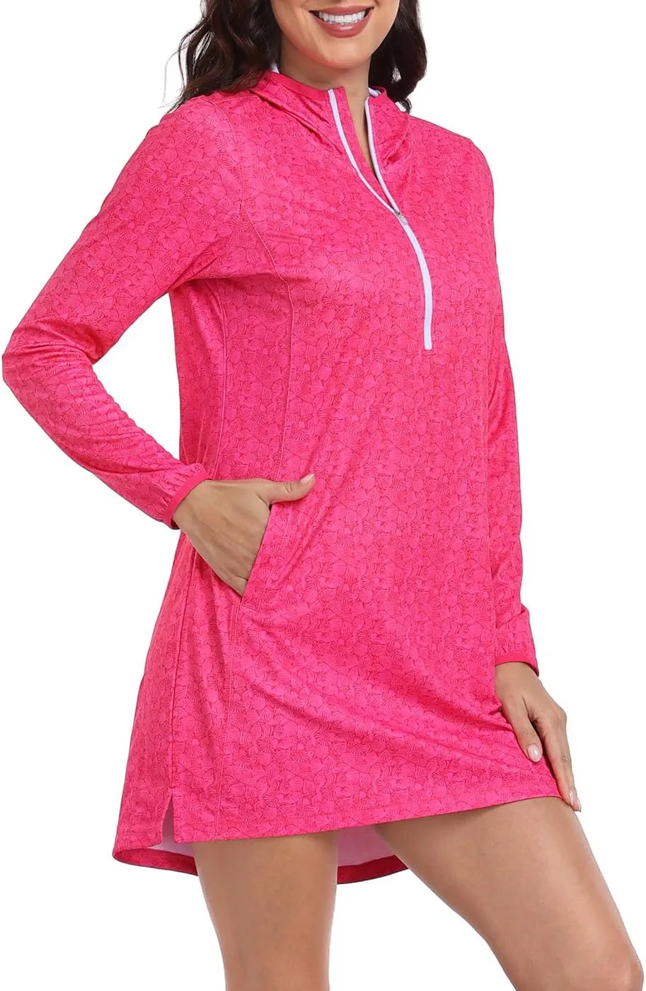 HDE Beach Coverups for Women UPF 50 Long Sleeve Swim Cover Up Dress with Hood