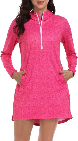 HDE Beach Coverups for Women UPF 50 Long Sleeve Swim Cover Up Dress with Hood