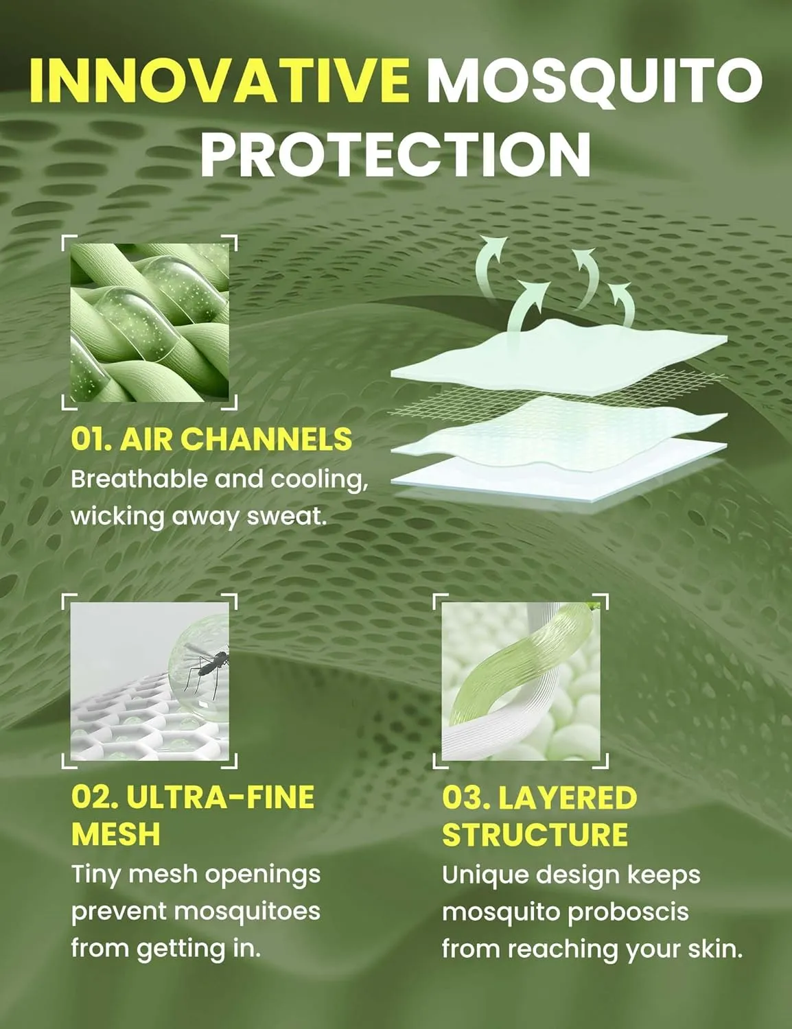 HENNCHEE Mosquito Suits for Adult, Mesh Net Bug Hooded Jacket Pant, Outdoor Full Body Protection Mosquito Proof Clothing