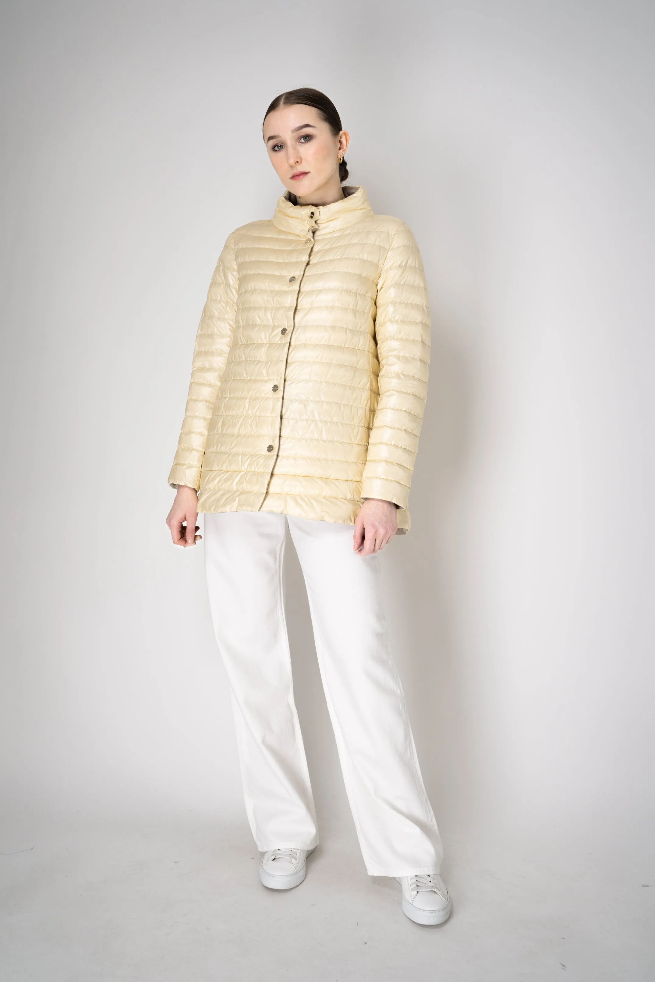 Herno Reversible Padded Jacket in Pastel Yellow / Beige