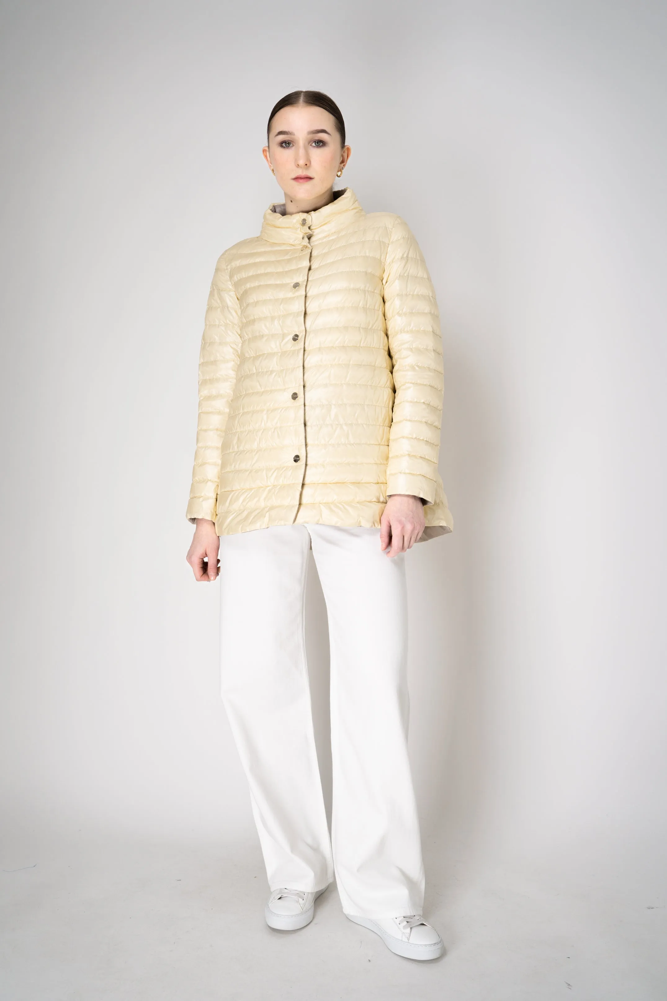 Herno Reversible Padded Jacket in Pastel Yellow / Beige