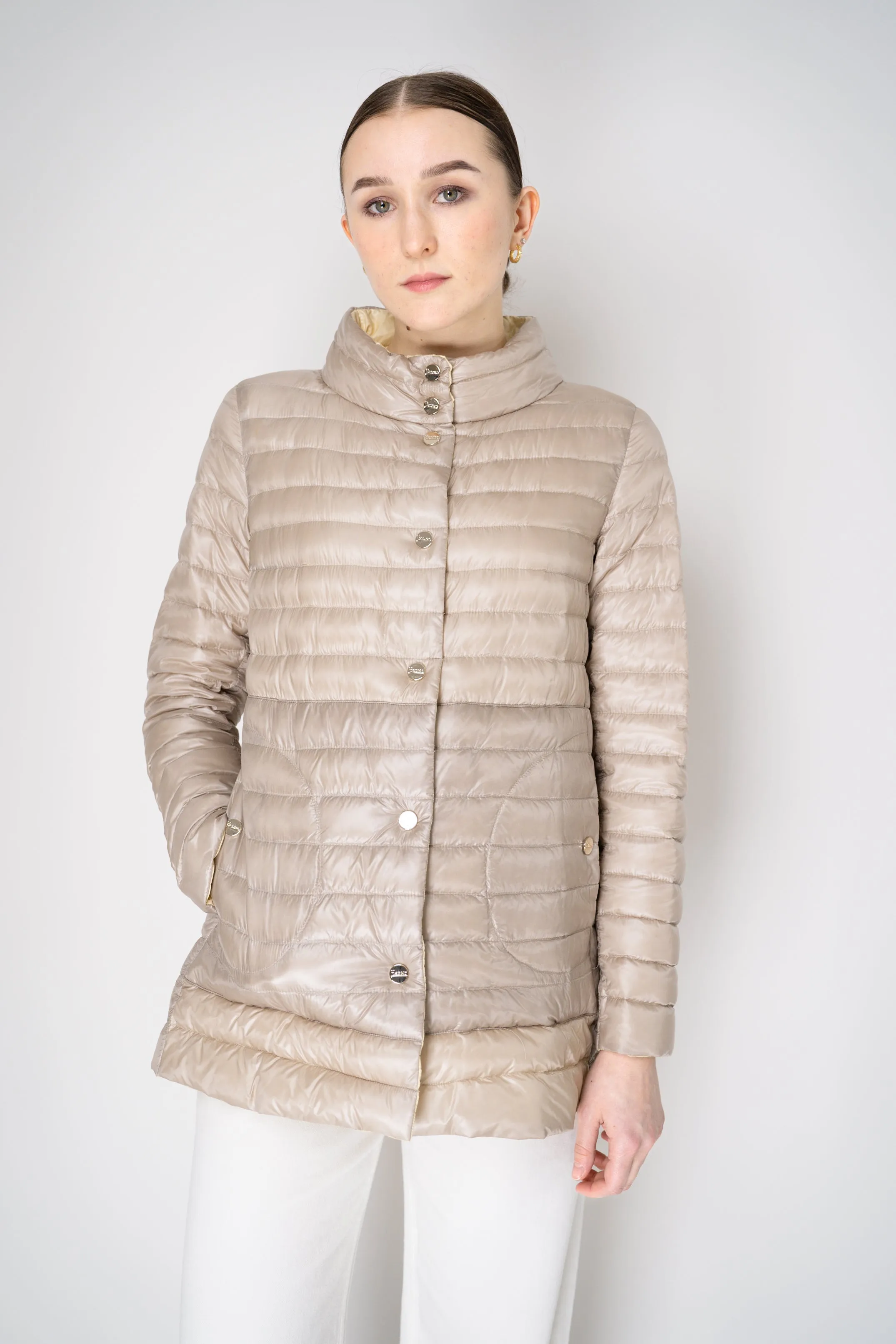 Herno Reversible Padded Jacket in Pastel Yellow / Beige