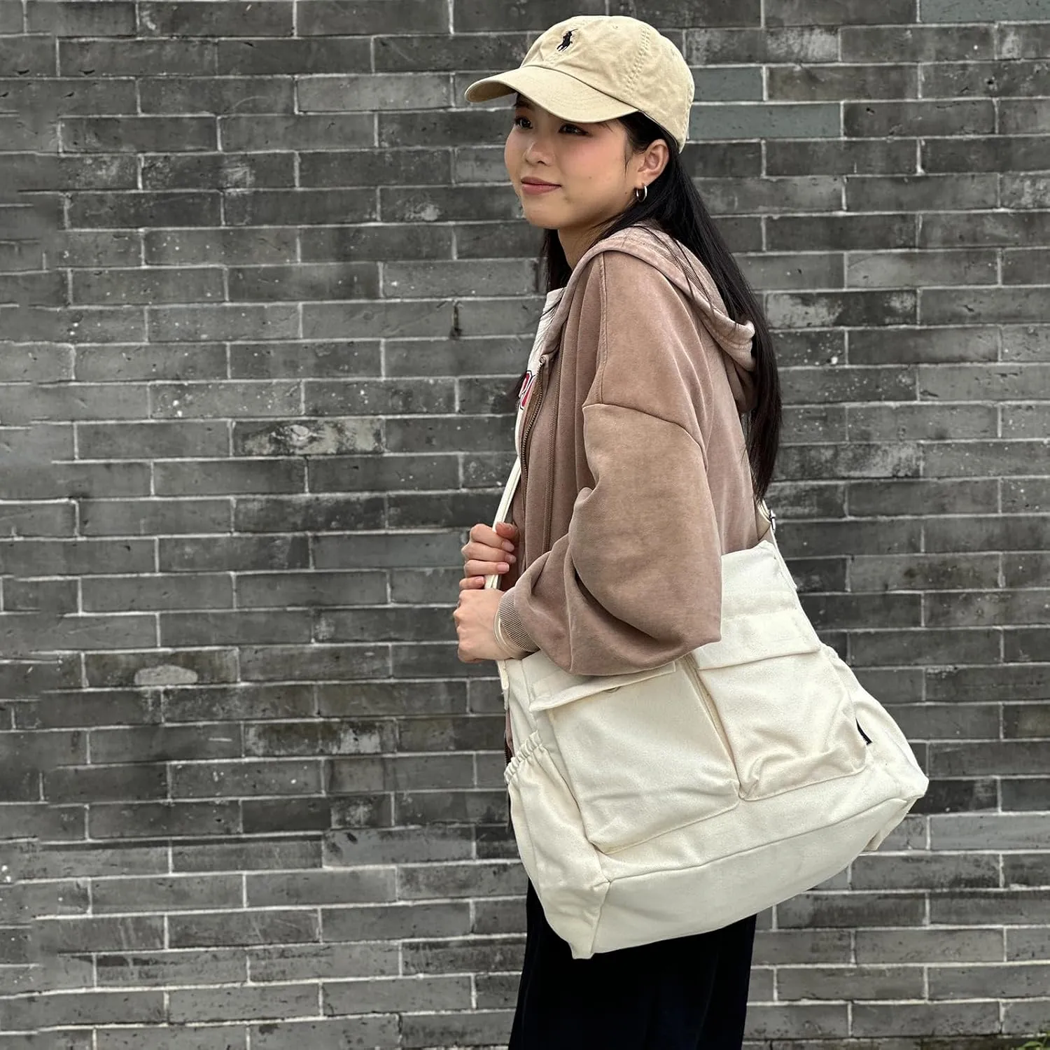 High Density Canvas Messenger Bag for Men/Women, 15 Large Crossbody Shoulder Bag Tote Bag for College/Travel/Work Daily Use