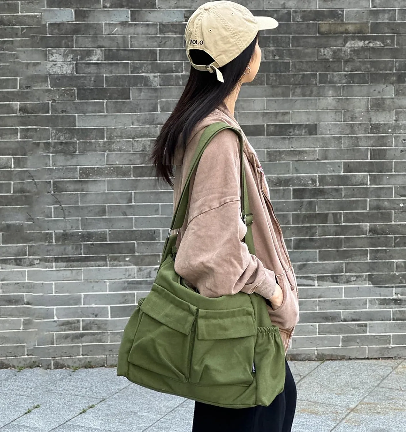 High Density Canvas Messenger Bag for Men/Women, 15 Large Crossbody Shoulder Bag Tote Bag for College/Travel/Work Daily Use